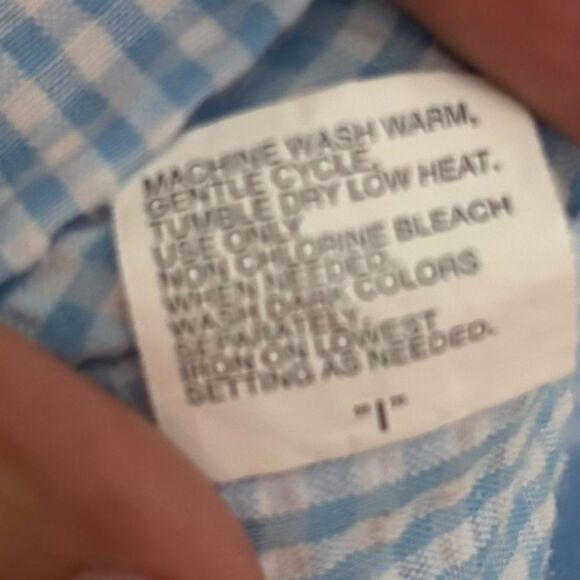 Miss Elaine Seersucker Short Midi Robe Navy Blue White Check Size 2X NEW $54 - Picture 5 of 16